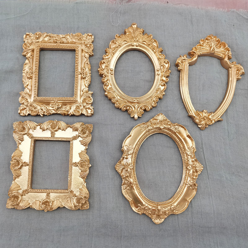 Resin Art Photo Frame - Mini moldura de foto pequena dourada,