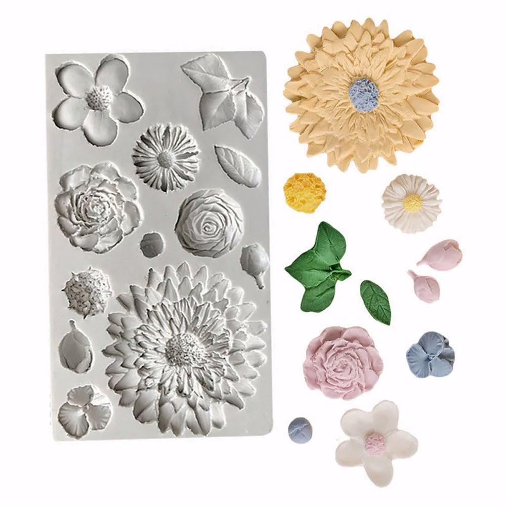 Resin Art Rose Petals - Pétalas de girassol e folhas molde