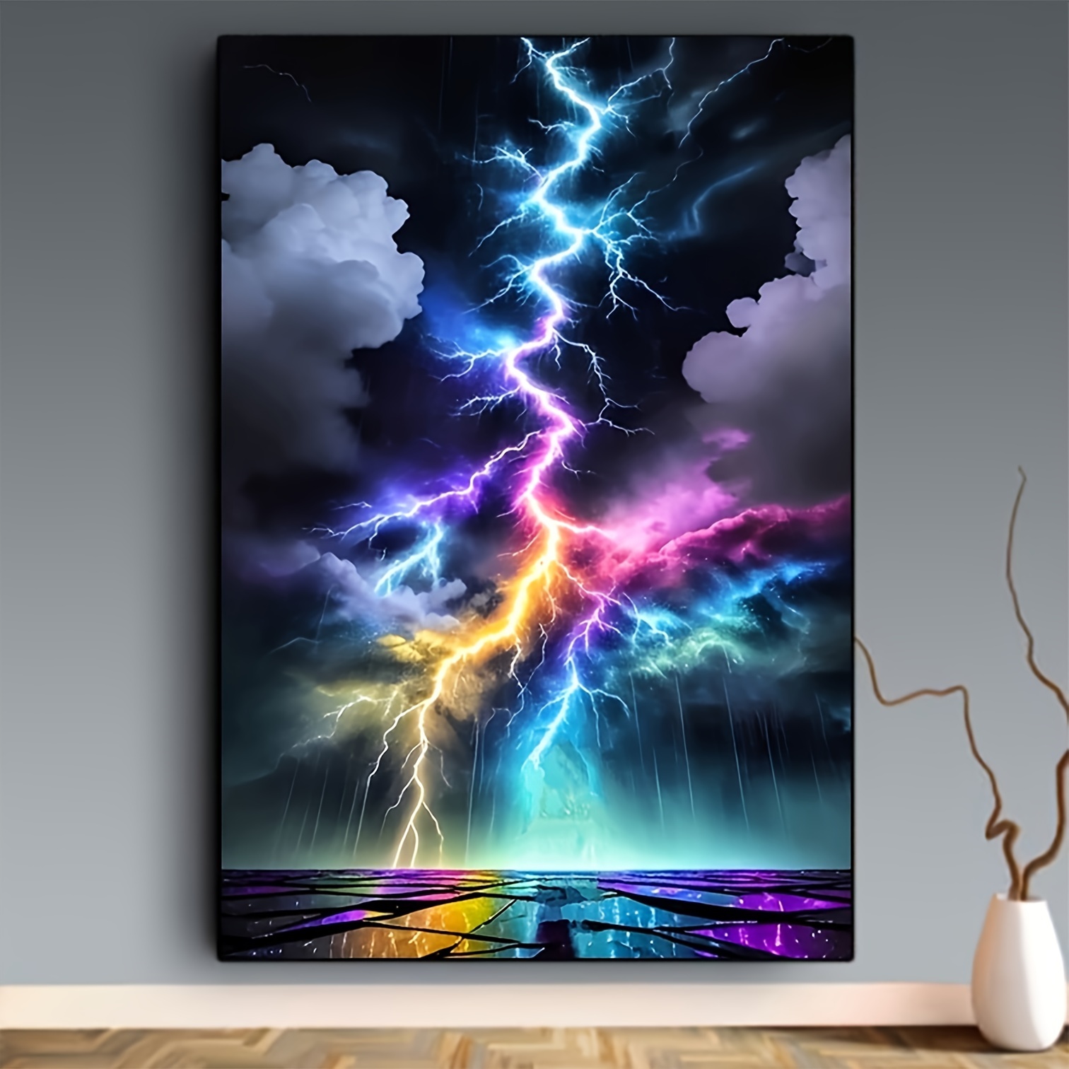 Resin Art On Wall - Diy pintura diamante colorido relâmpago padrão