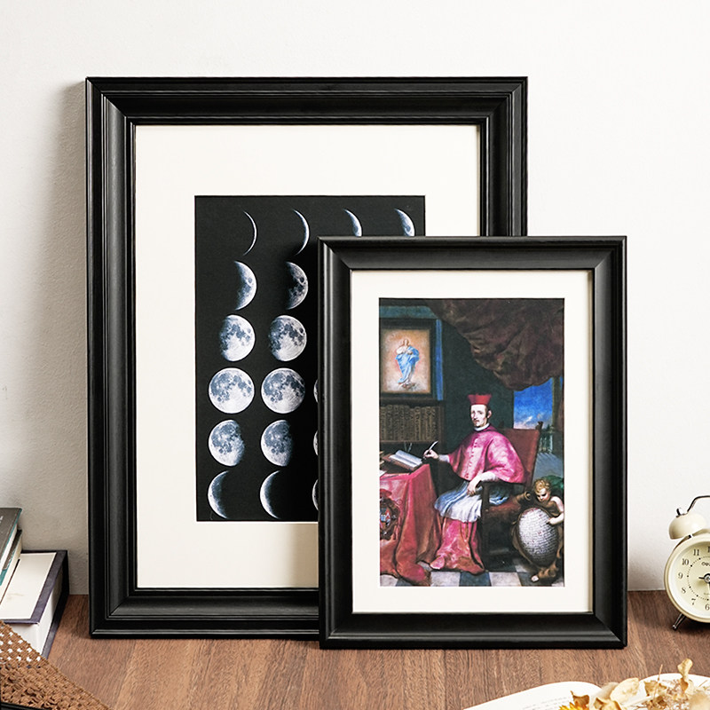 Resin Art Photo Frame - Moldura Vintage Preta de Madeira Maciça