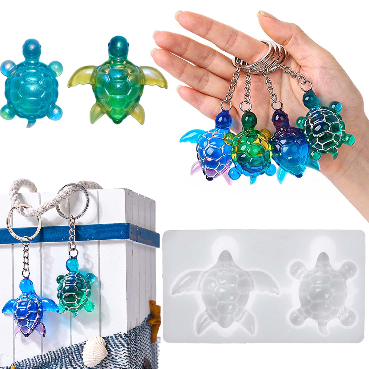 Resin Art Liquid - 3d tartaruga do mar chaveiro molde
