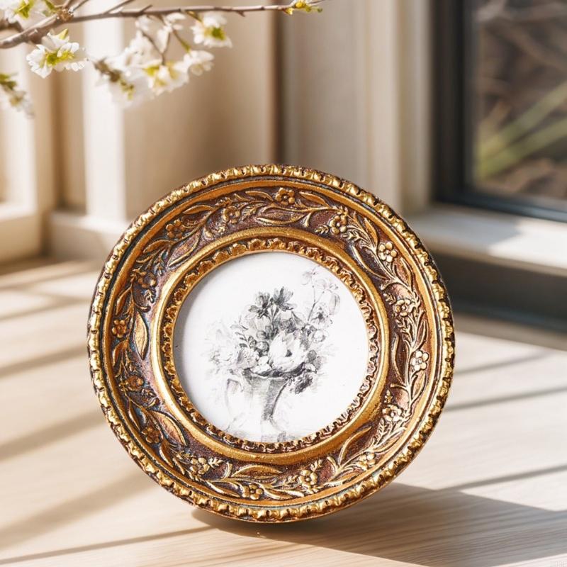 Moldura redonda dourada bronze - Resin Art Photo Frame avaliação e preço