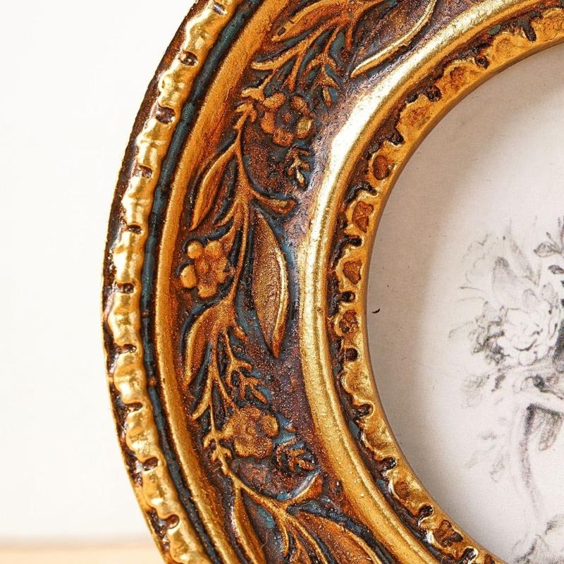 Moldura redonda dourada bronze - Resin Art Photo Frame avaliação e preço