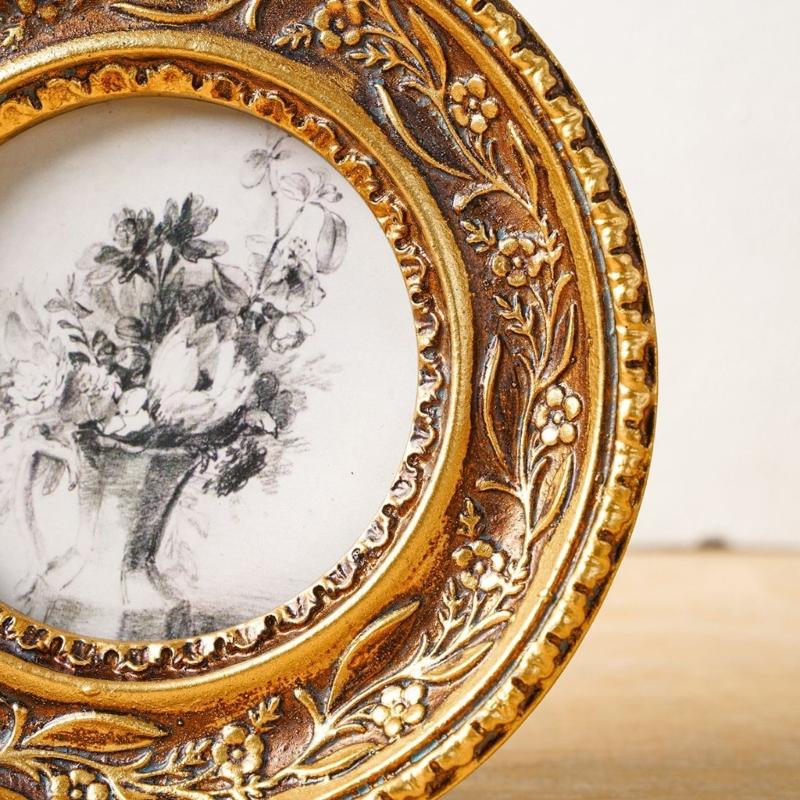 Moldura redonda dourada bronze - Resin Art Photo Frame avaliação e preço